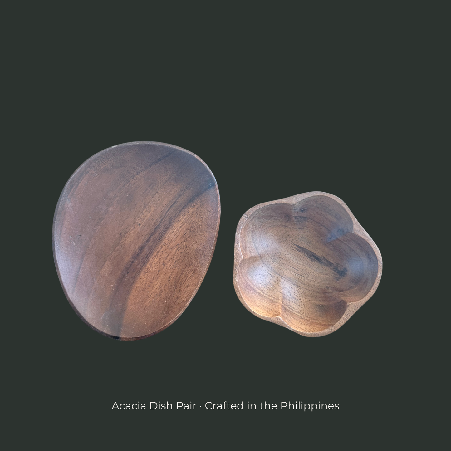 Acacia Dish Pair — Oval & Flower