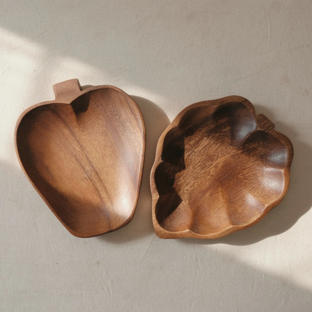 Acacia Dish Pair — Apple & Strawberry
